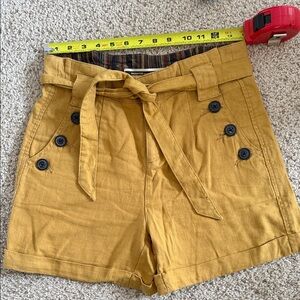 Daughters of the liberation Anthropologie Mustard High Waist Women Shorts Sz 2